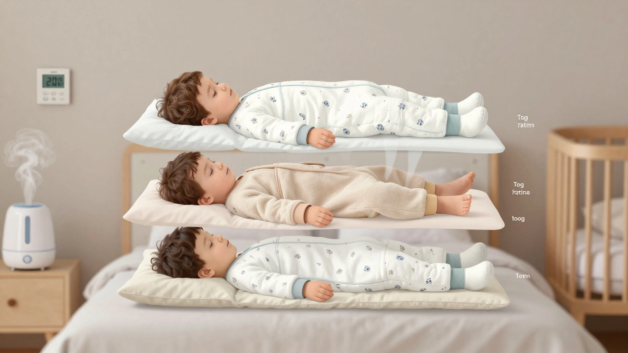 Визуальное объяснение трёх слоёв одежды для сна ребёнка: базовый, утепляющий и внешний слой.