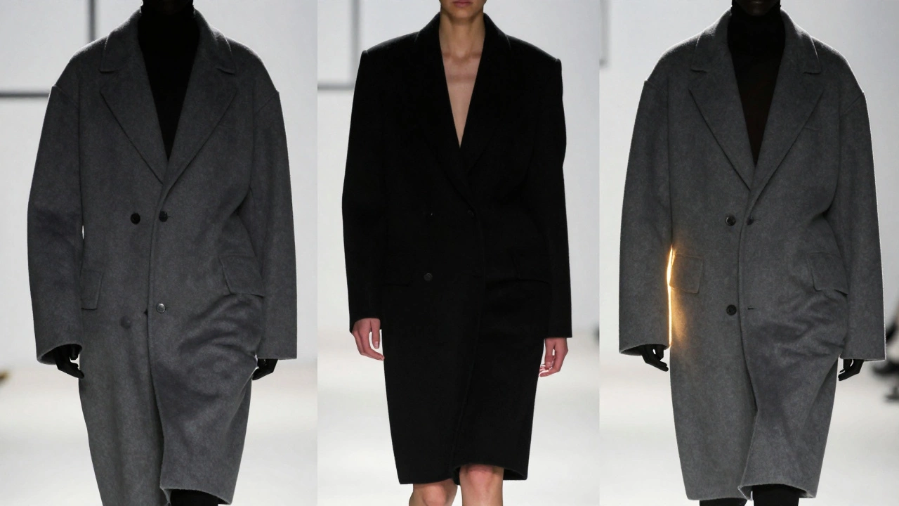 Три силуэта с разной длиной рукавов пальто: идеальный — на запястье, остальные — слишком длинные и короткие.