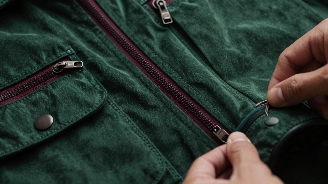 Детали мягкой кожи и карманов на утилитарной куртке